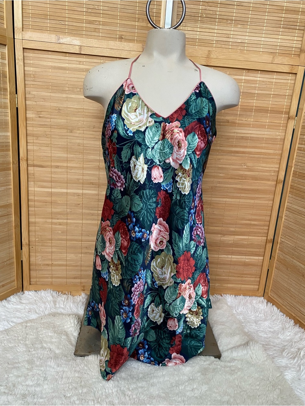 Vintage Amelia’s satin floral nightgown slip dress woman’s medium chemise